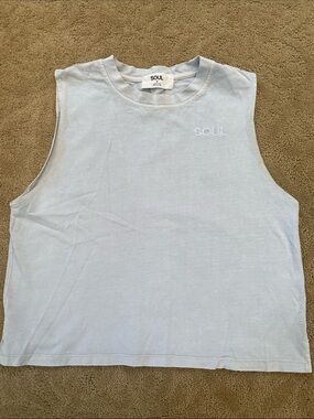 soulcycle Light Blue Cropped Tank Top with SOUL Logo